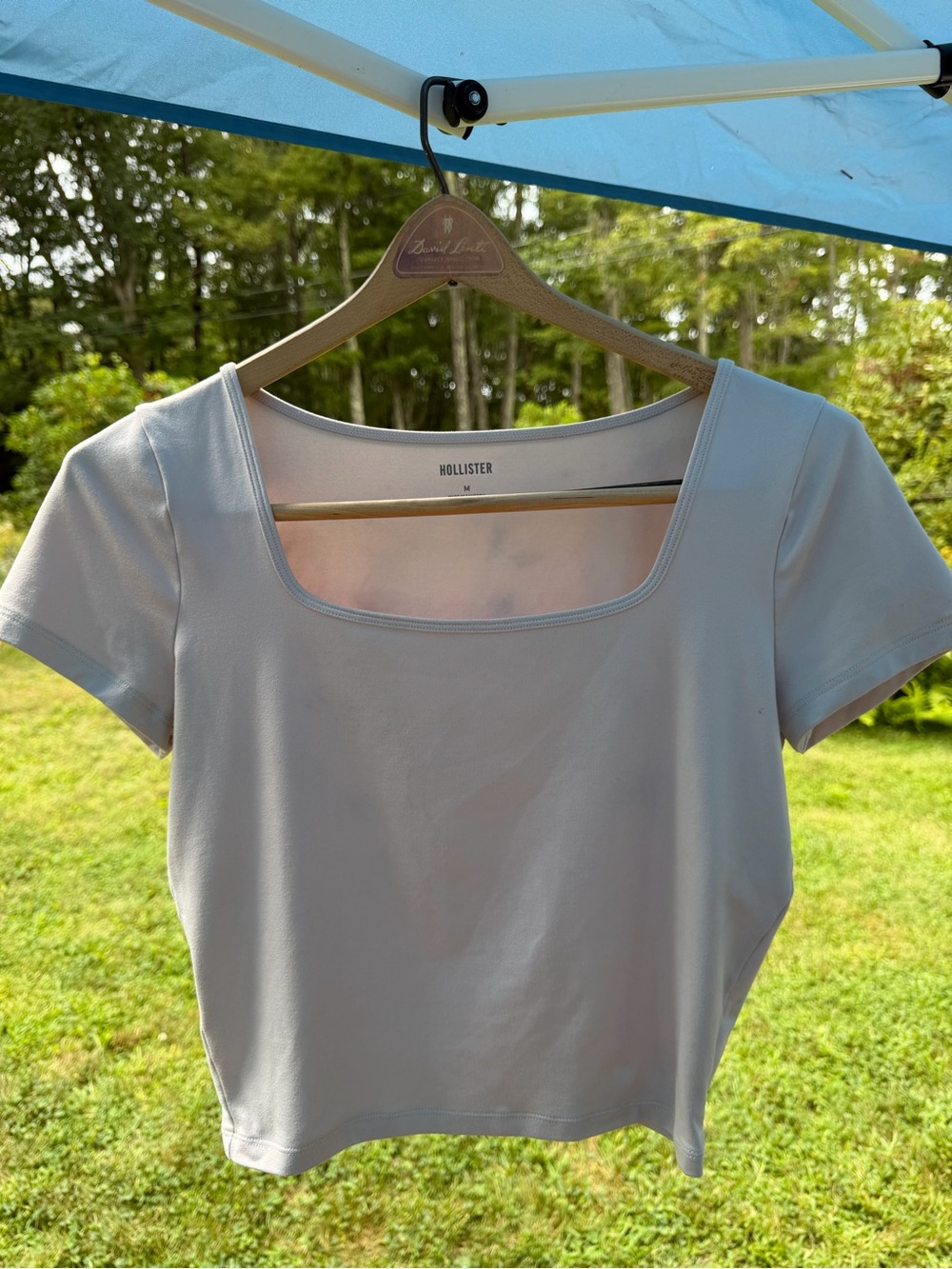 Hollister Women's Square Neck Cropped Tee — White